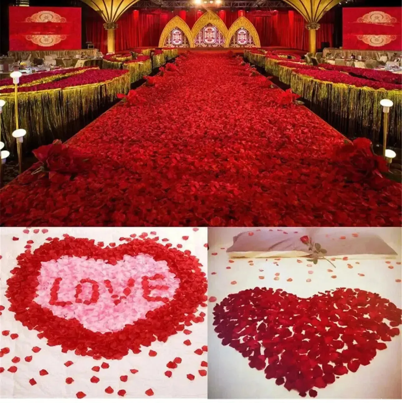 100 Pcs/Pack Artificial Flower Rose Petals for Wedding Valentine's Day Decor DARK RED (Copy)