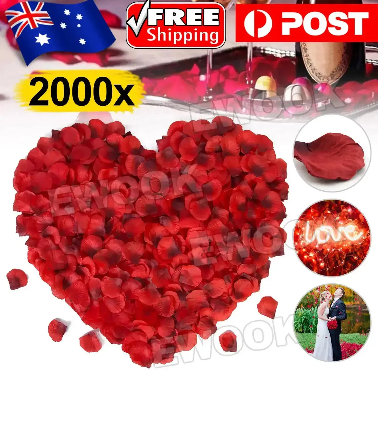 100 Pcs/Pack Artificial Flower Rose Petals for Wedding Valentine's Day Decor DARK RED (Copy)