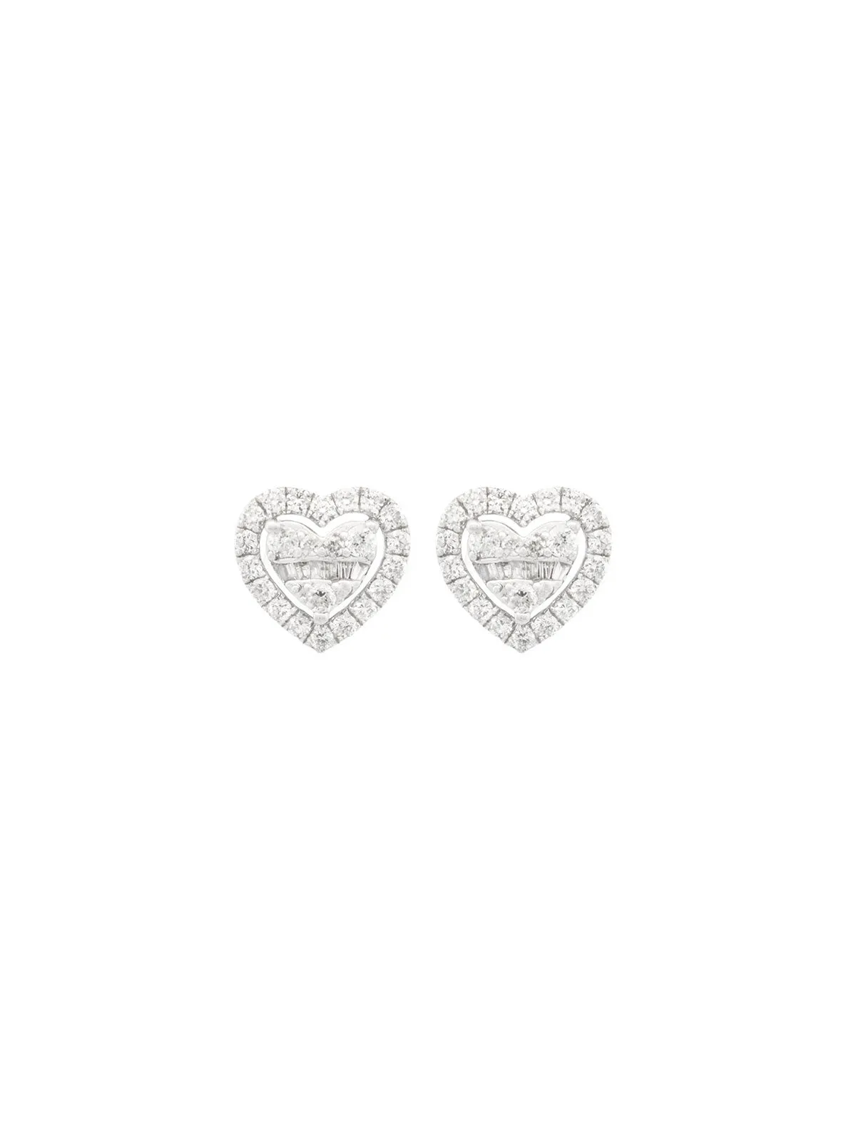1.04ct Diamond 18K Gold Cluster Heart Stud Earrings