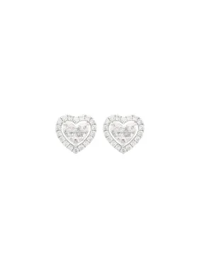 1.04ct Diamond 18K Gold Cluster Heart Stud Earrings