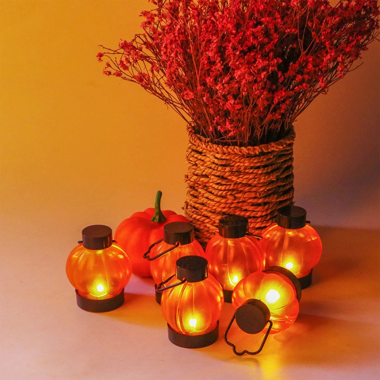 12-Pack: LED Pumpkin Tealights Smokeless Candles