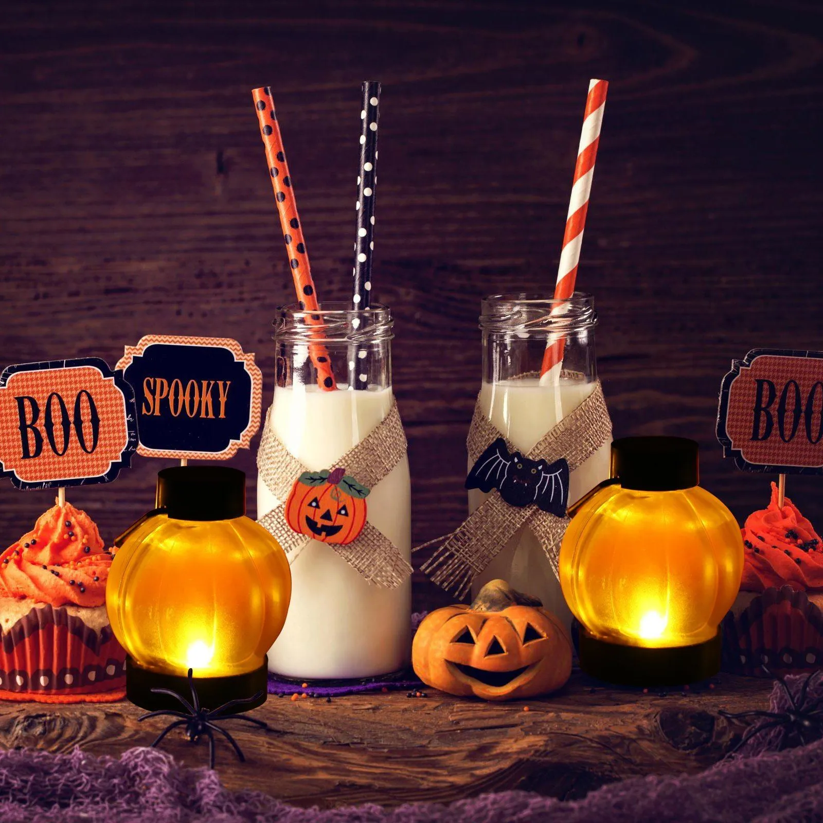 12-Pack: LED Pumpkin Tealights Smokeless Candles