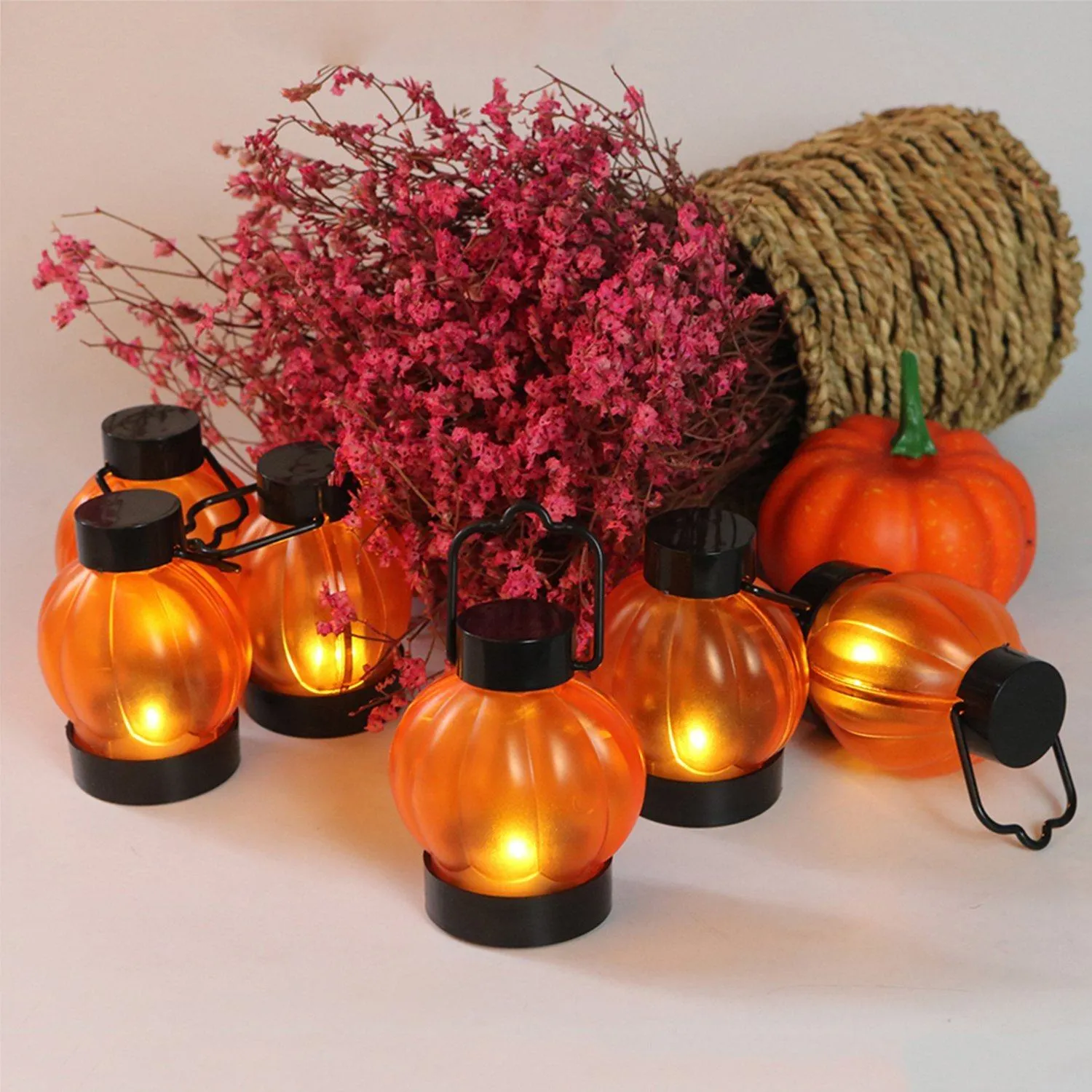 12-Pack: LED Pumpkin Tealights Smokeless Candles