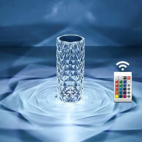 16 Color Changing Rose Crystal Diamond Table Lamp with Remote Control