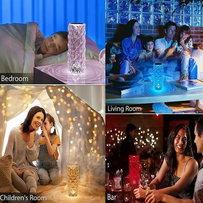 16 Color Changing Rose Crystal Diamond Table Lamp with Remote Control
