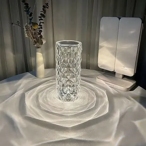 16 Color Changing Rose Crystal Diamond Table Lamp with Remote Control