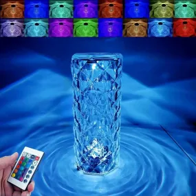 16 Color Changing Rose Crystal Diamond Table Lamp with Remote Control