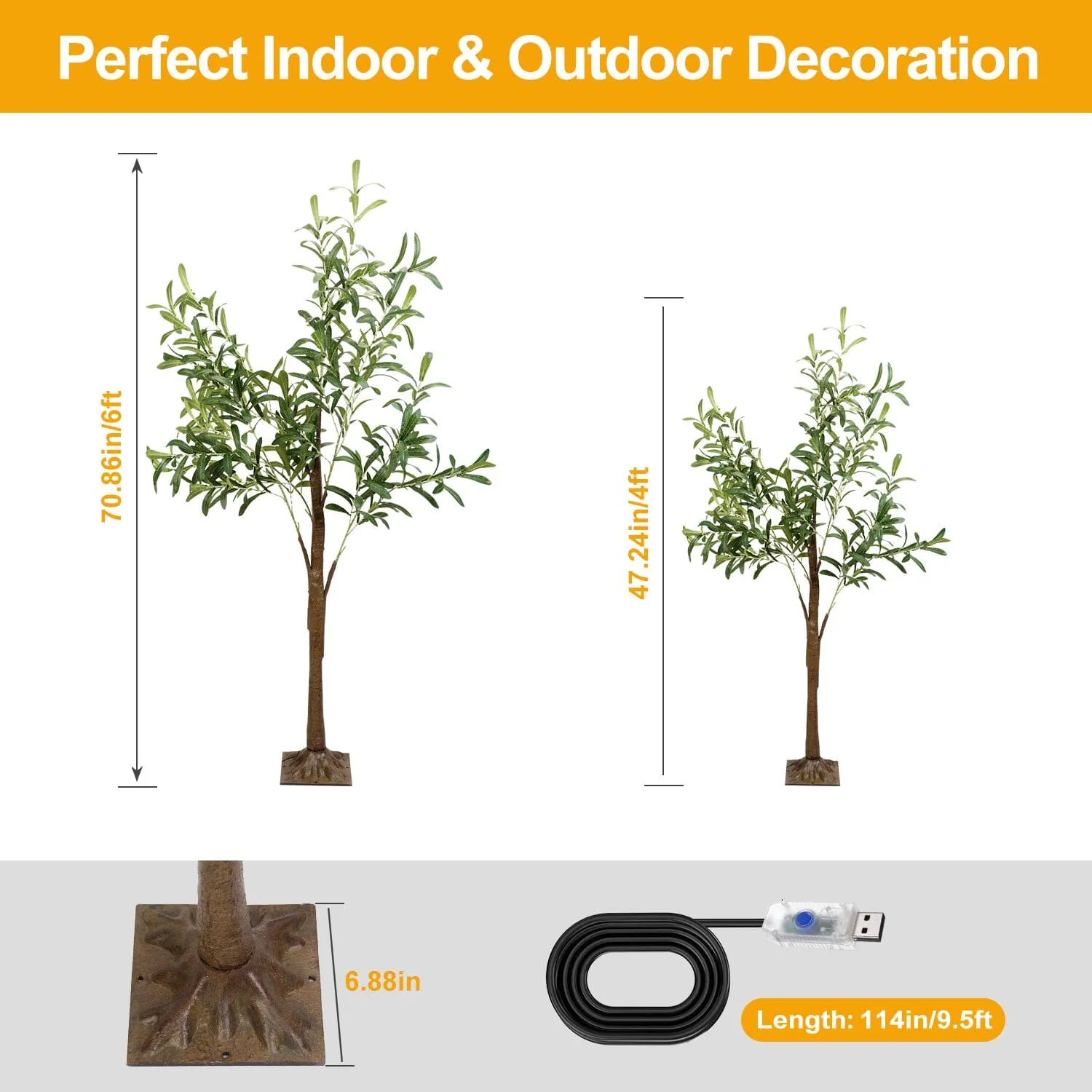 180-Pieces LED Beads Lighted Olive Tree with Warm Light with Remote 8 Lighting Modes 10 Adjustable Brightness
