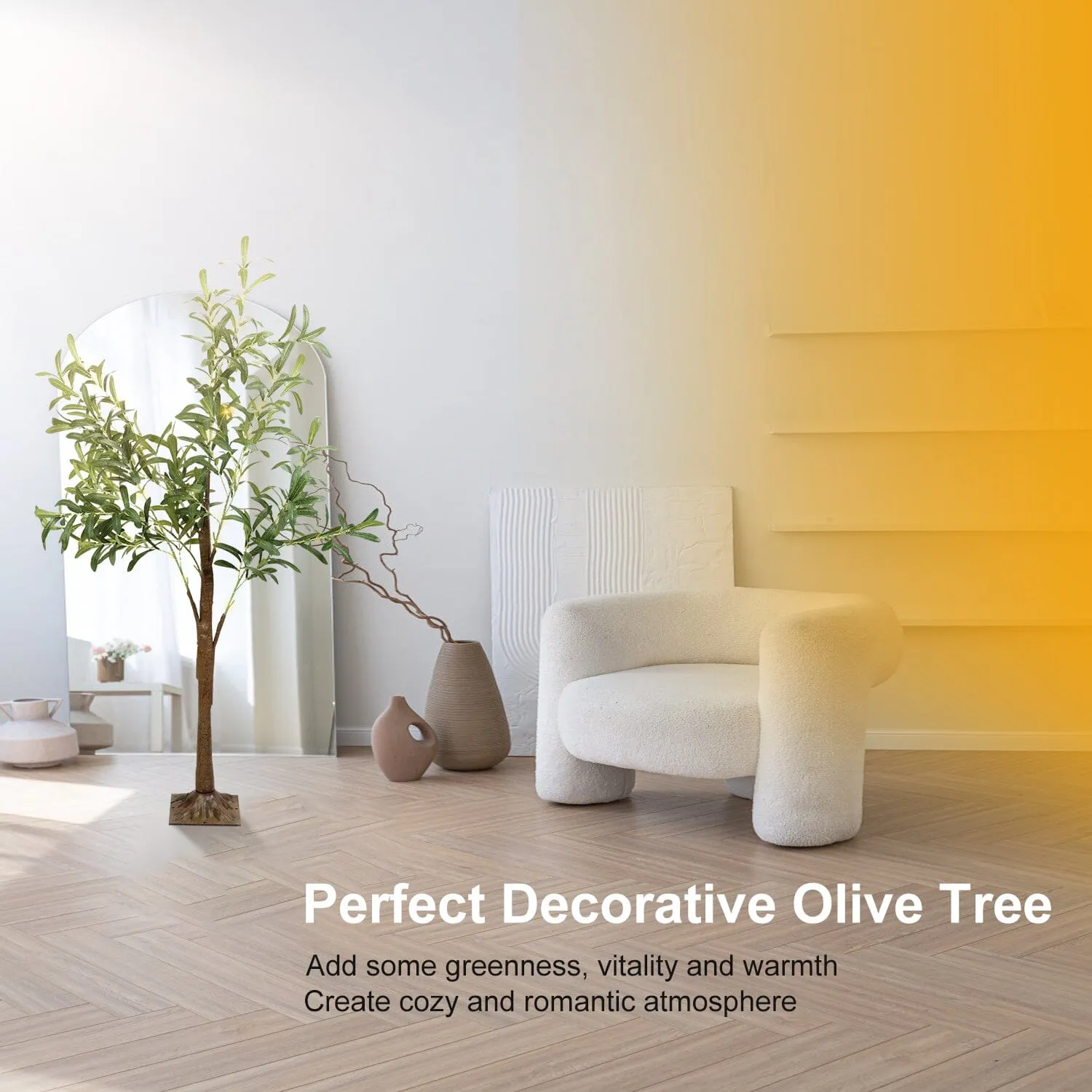 180-Pieces LED Beads Lighted Olive Tree with Warm Light with Remote 8 Lighting Modes 10 Adjustable Brightness