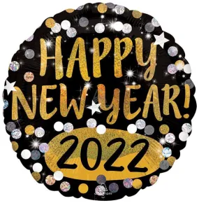 18" Happy New Year 2022 Mylar Balloon