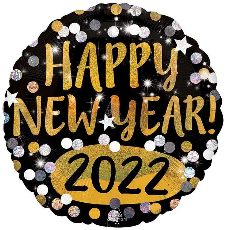 18" Happy New Year 2022 Mylar Balloon
