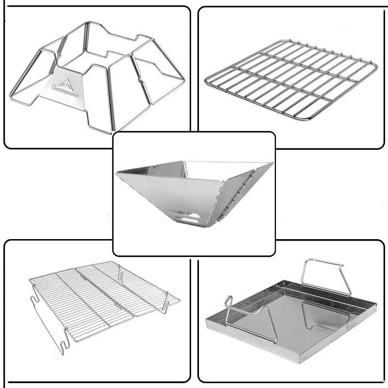 2-3 Person Foldable Barbecue Grill Burner Camping Lamp Barbecue Tile 35cm