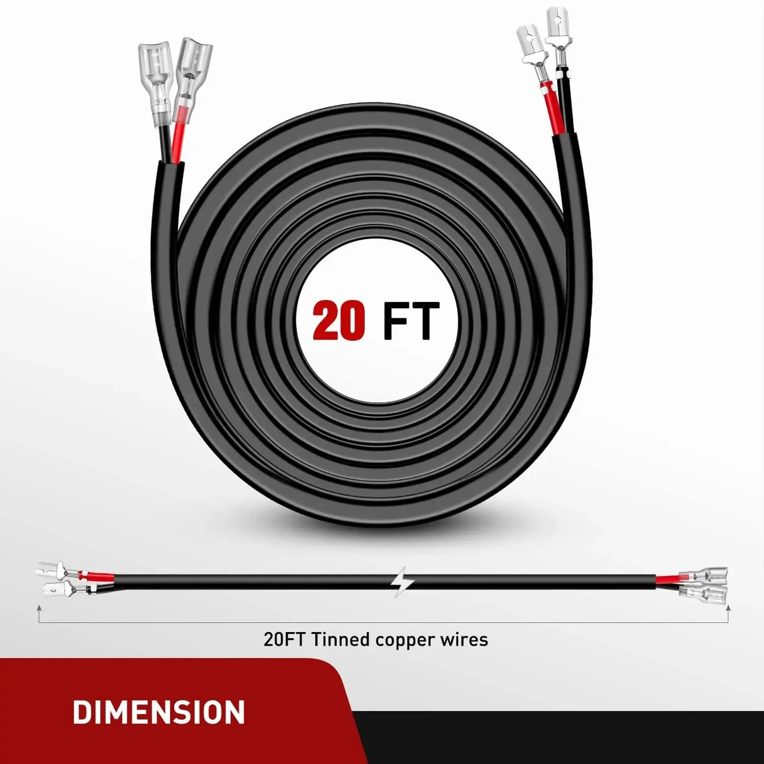 2PCS 16AWG 20FT Wire Extension Kit For LED Light Bar/Led Pods/LED Work Light