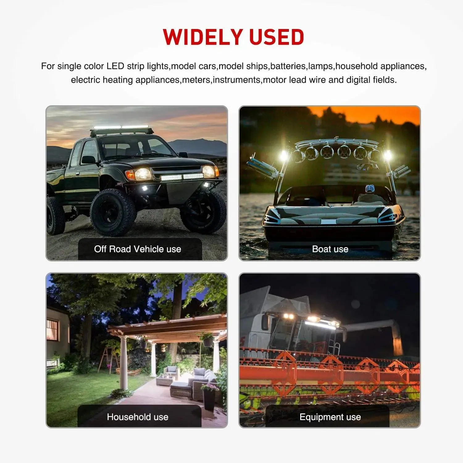 2PCS 22AWG 5FT Wire Extension Kit For LED Light Bar/Led Pods/LED Work Light