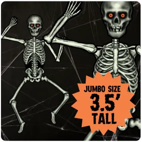 3.5' Retro Style Halloween Jointed White Skeleton Cutout Decoration