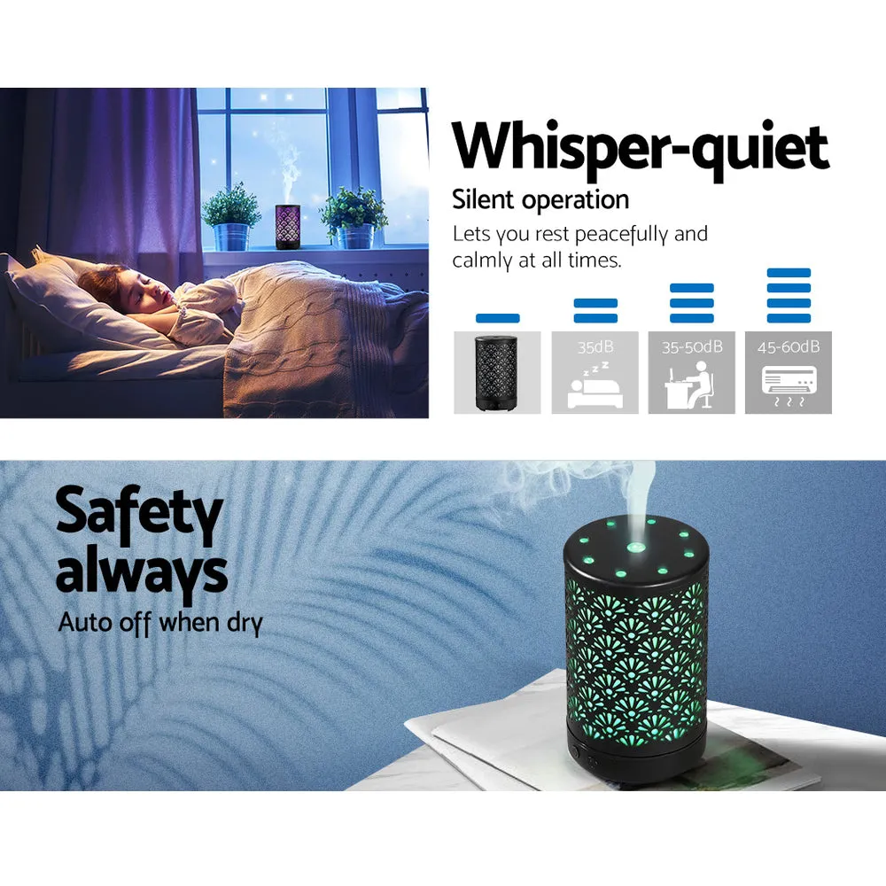 4-in-1 Black Aroma Diffuser, 100ml, LED Night Light - Devanti