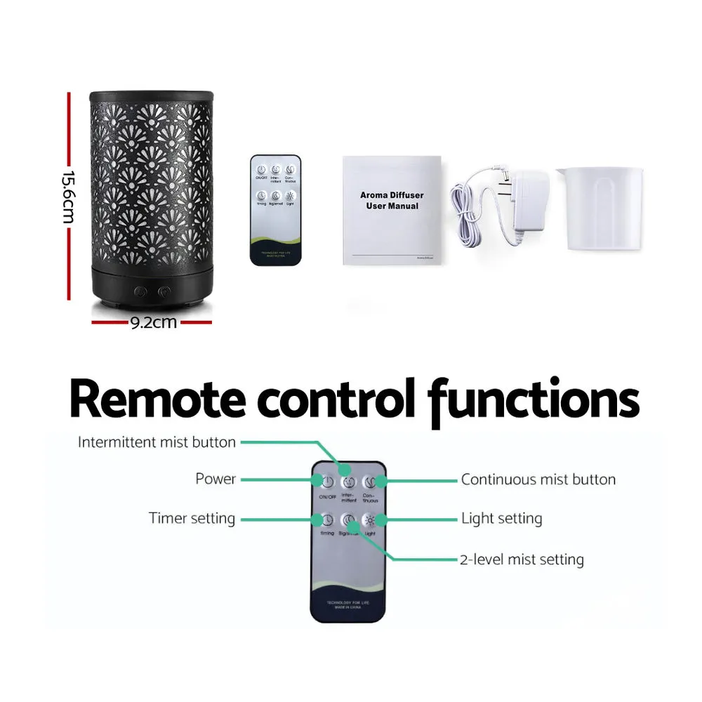 4-in-1 Black Aroma Diffuser, 100ml, LED Night Light - Devanti