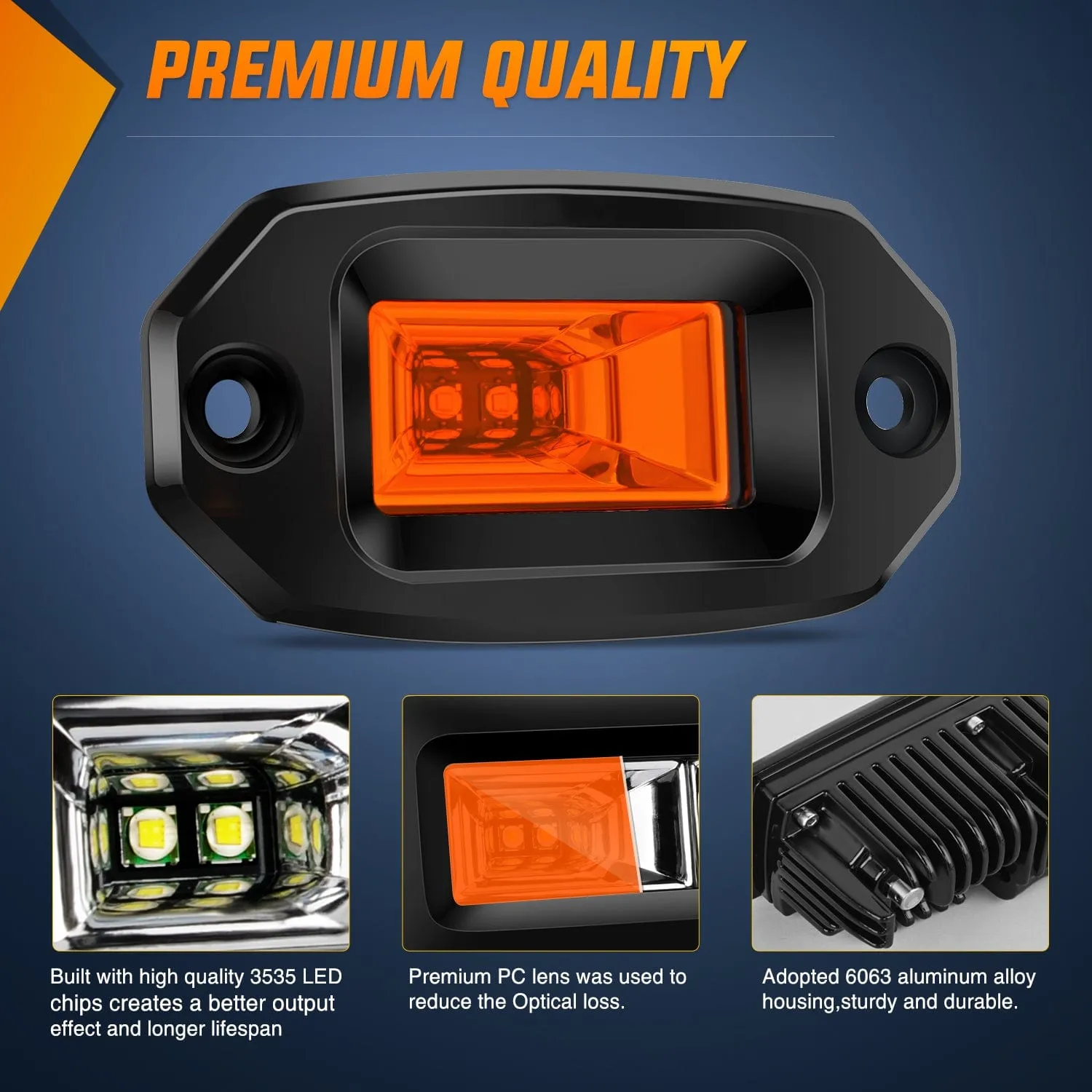 4.5Inch 20W Flush Mount Amber Flood LED Work Light (Pair)