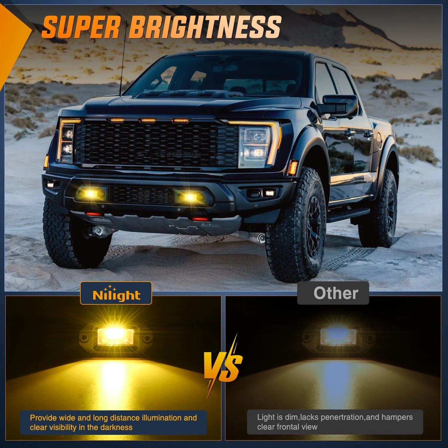 4.5Inch 20W Flush Mount Amber Flood LED Work Light (Pair)