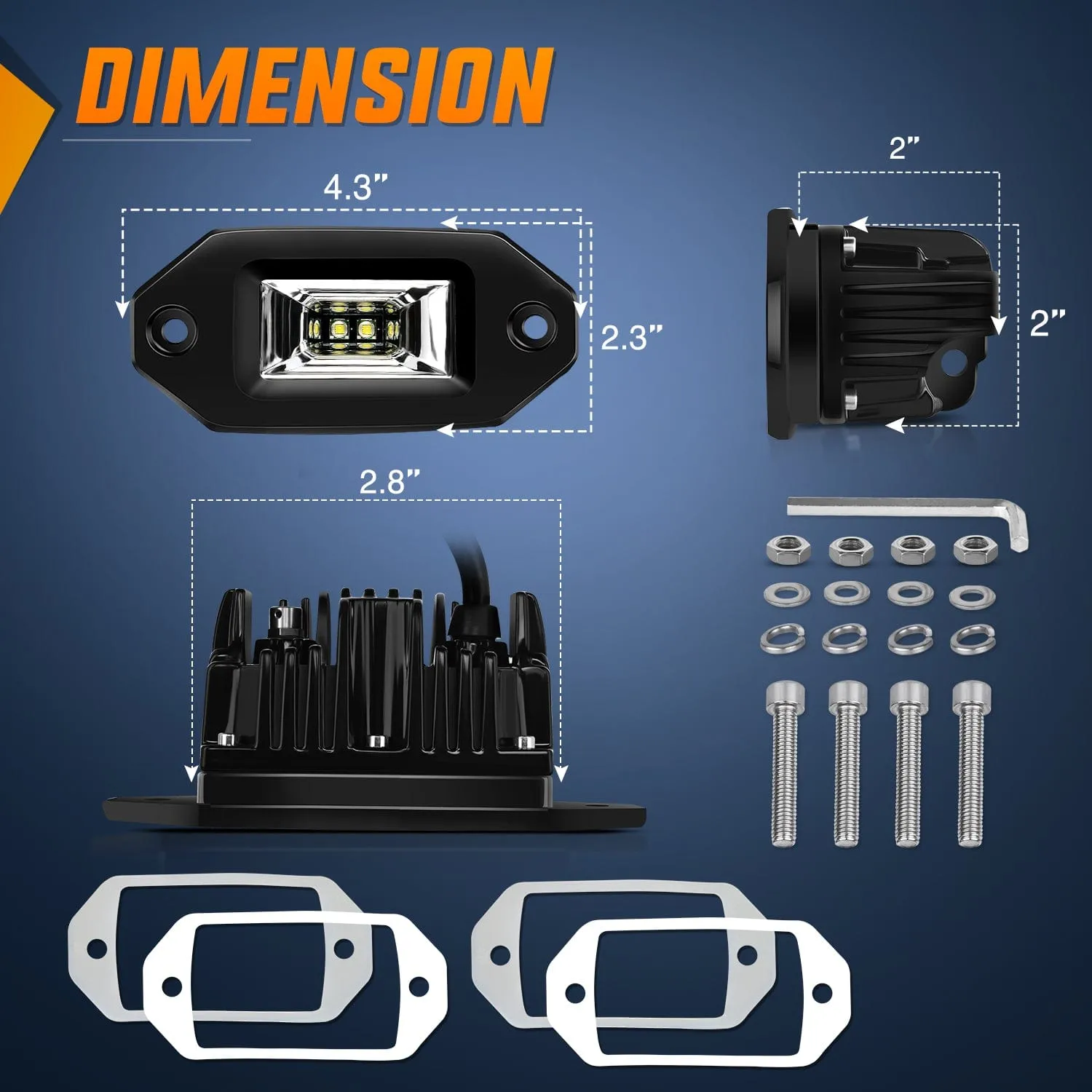 4.5Inch 20W Flush Mount Flood LED Work Light (Pair)