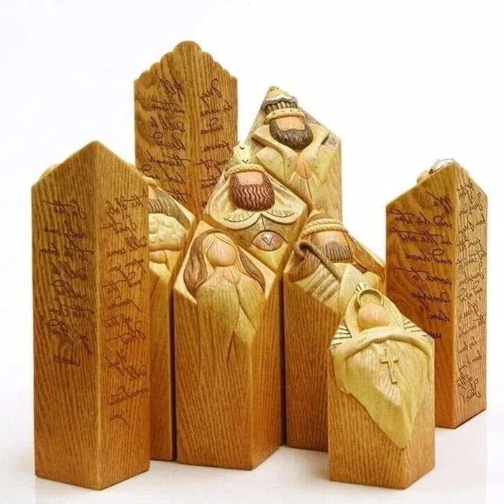 9pcs Heaven Nativity Tree Pillar Statues
