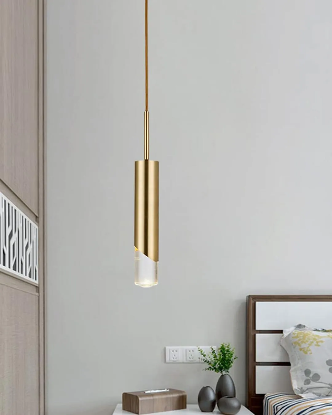 Acrylic Tube LED Pendant Light - Gold