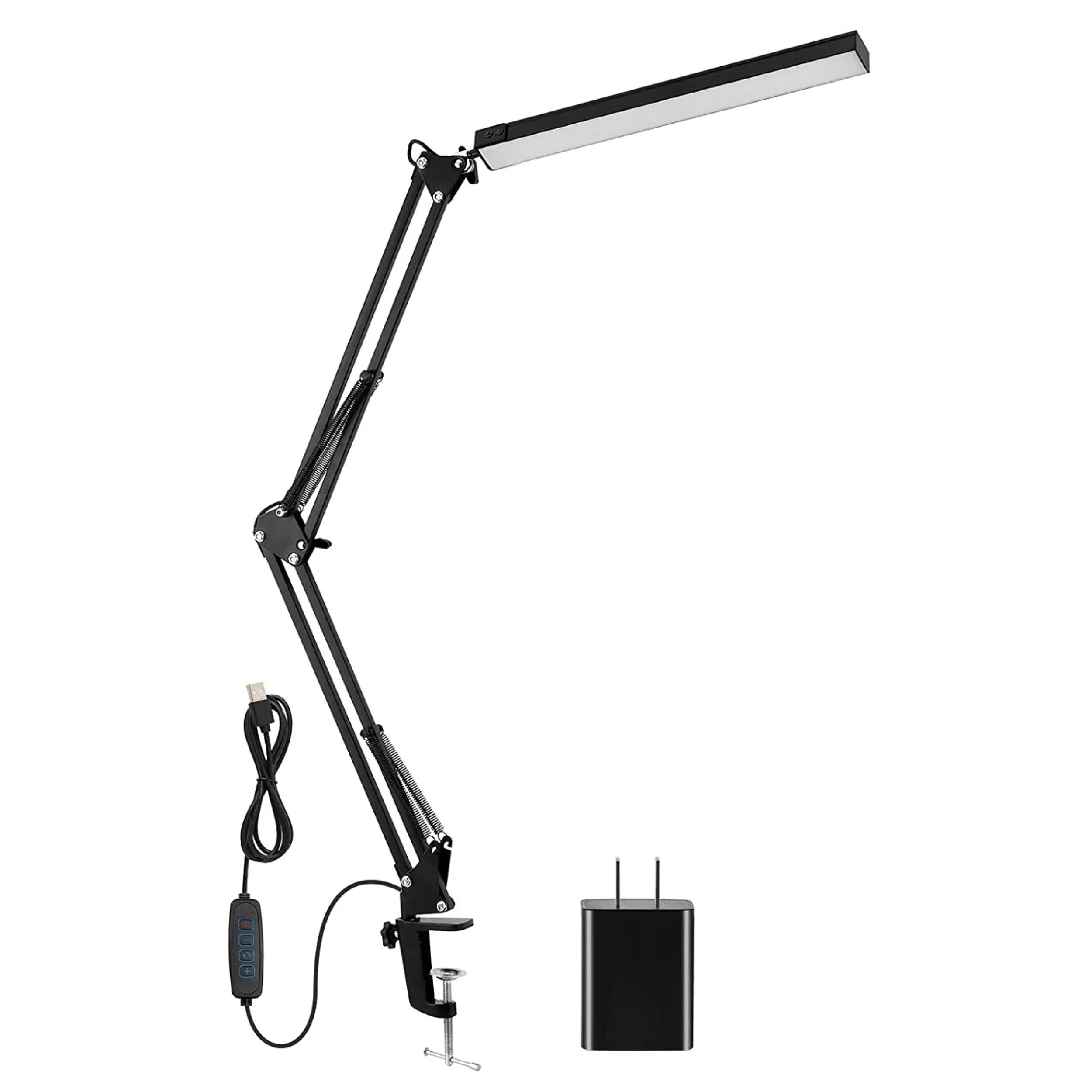 Adjustable LED Desk Lamp with Clamp - 3 Modes, 10 Brightness Levels, 360° Rotation - Ideal for Home Office (150 characters)