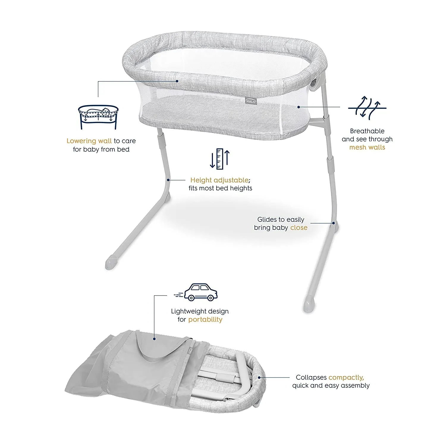 Adjustable Portable Travel Co Sleeping Crib.