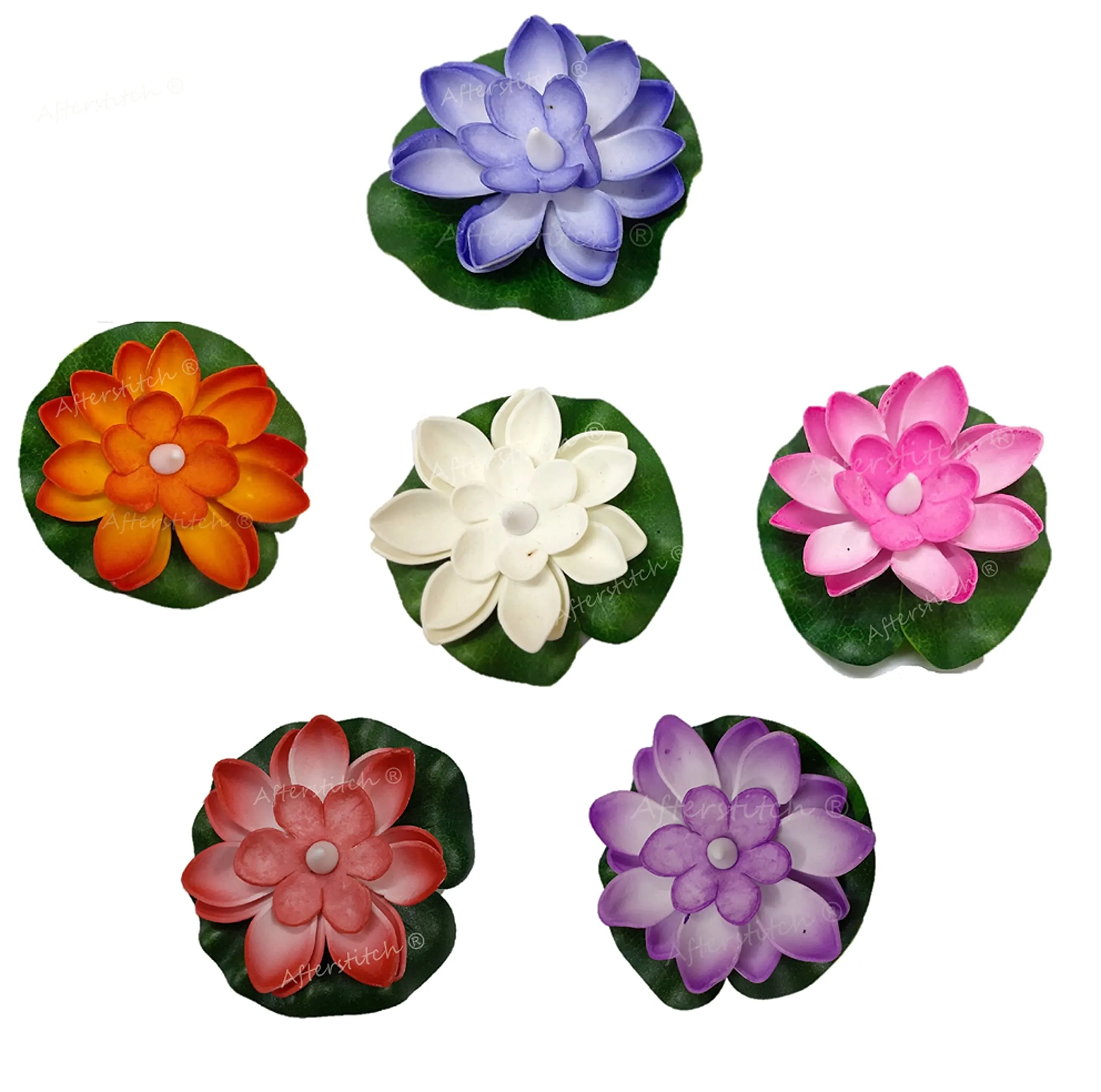 AFTERSTITCH Set of 6 Floating Lotus Flower Candles for Decoration in Bowl Diya for Home Decoration (Batteries Included, water Sensor)