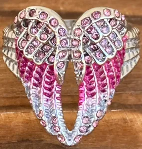 Angel Heart Wing Ring - Pink Stone - R248
