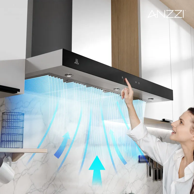 ANZZI ANZZI 36-Inch 600 CFM 3-Speed Stainless Steel Wall Mount Convertible Residential Range Hood with LED Lamp
