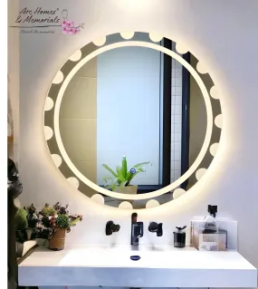 ARC homes Round Wall Mounting Mirror with Led Light |Bathroom Washbasin Mirror,Venity Mirror,Smart Mirror | LED Mirror 3 Tone (Triple Light, 18 x 18 Inch)