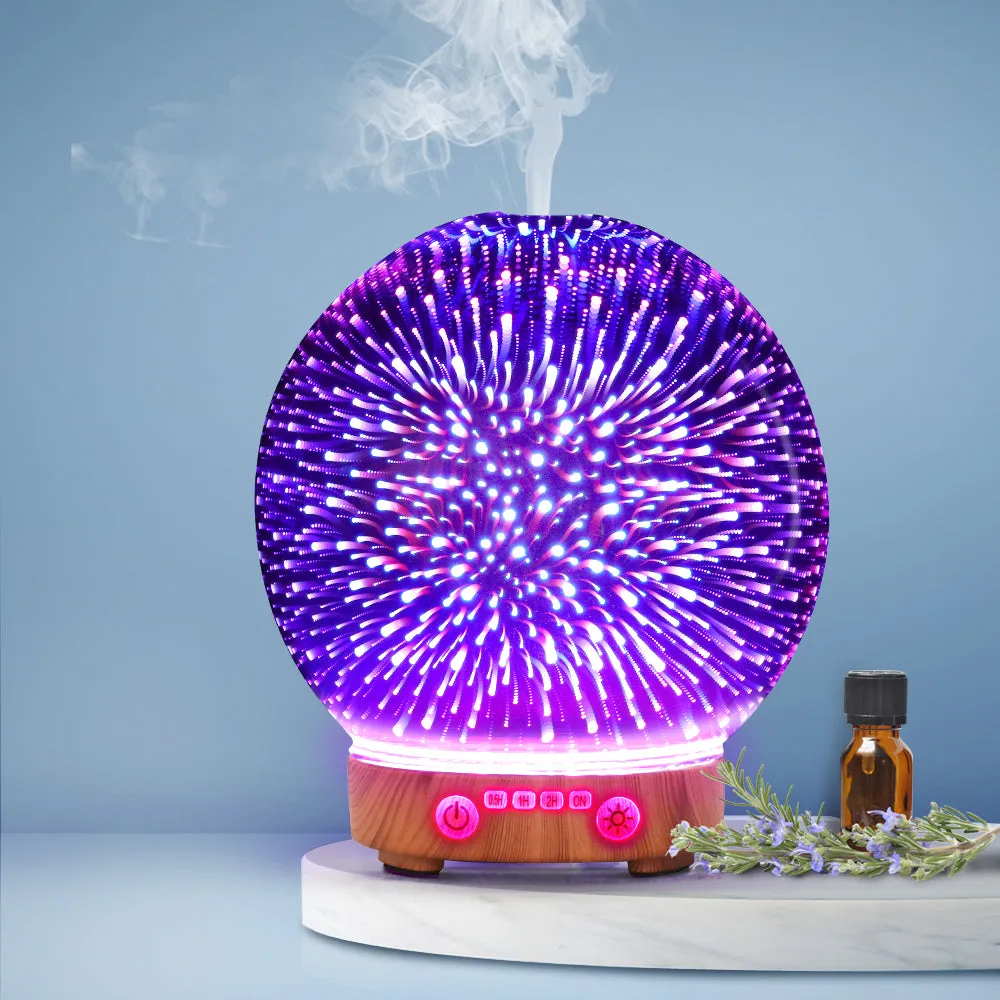 Aromatherapy Diffuser Aroma Humidifier Ultrasonic 3D Firework Light Oil