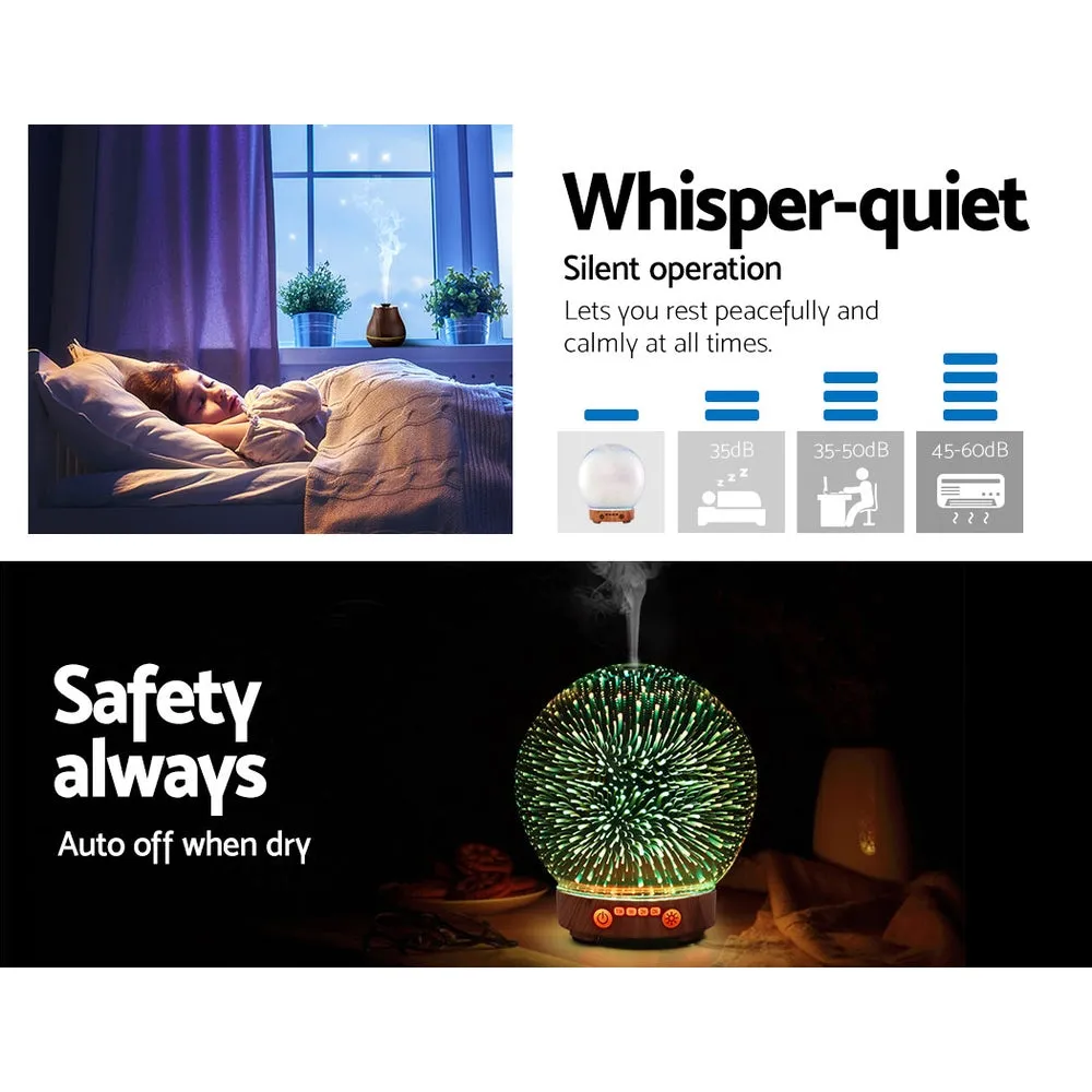 Aromatherapy Diffuser Aroma Humidifier Ultrasonic 3D Firework Light Oil