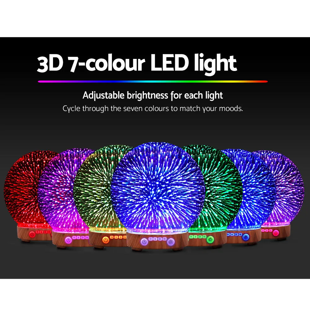 Aromatherapy Diffuser Aroma Humidifier Ultrasonic 3D Firework Light Oil