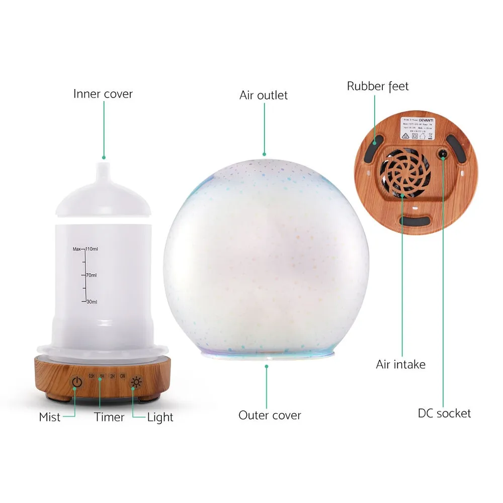 Aromatherapy Diffuser Aroma Humidifier Ultrasonic 3D Firework Light Oil