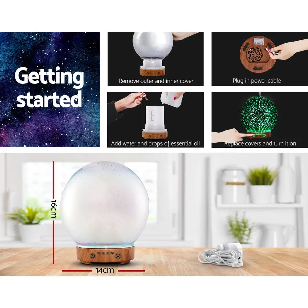Aromatherapy Diffuser Aroma Humidifier Ultrasonic 3D Firework Light Oil