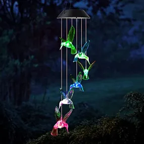 Ash & Roh Color Changing Solar Power Wind Chime Waterproof Solar Powered LED Hanging Lamp for Outdoor- Garden - Home Party- Festival Decoration (Bird Light)