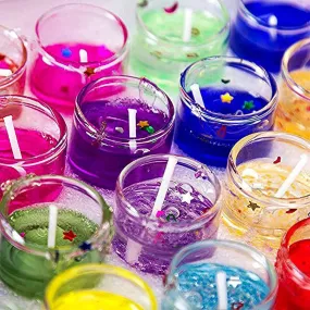 BB BACKBENCHERS Colourful Gel Wax Tea Candles for Diwali and Navratri Decoration (Pack of 12)