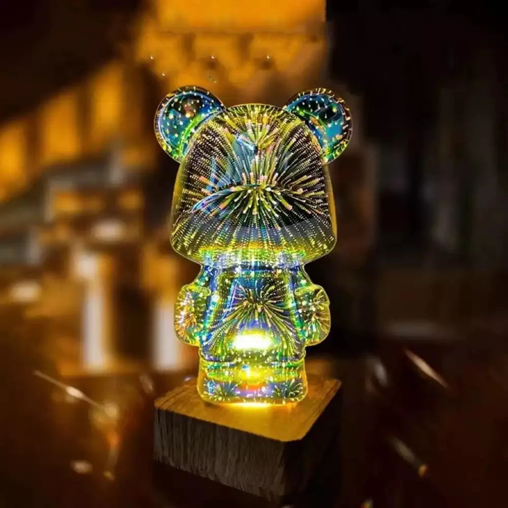 Bear Fireworks Night Light Lamp