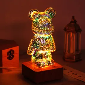 Bear Fireworks Night Light Lamp