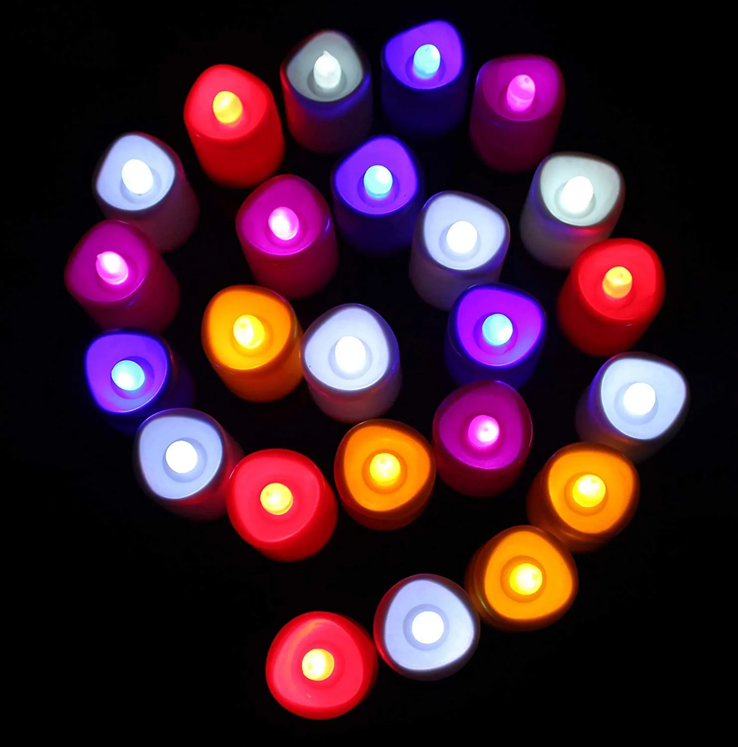 Beau STUTI Color Changing Led Battery Operated Tea Lights Plastic Candles(Multicolor), Pack of 24