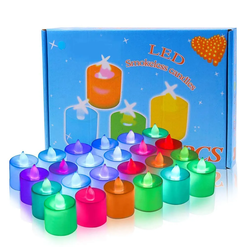 Beau STUTI Color Changing Led Battery Operated Tea Lights Plastic Candles(Multicolor), Pack of 24