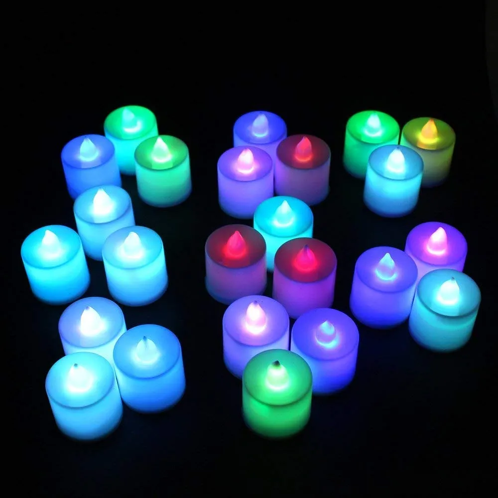 Beau STUTI Color Changing Led Battery Operated Tea Lights Plastic Candles(Multicolor), Pack of 24