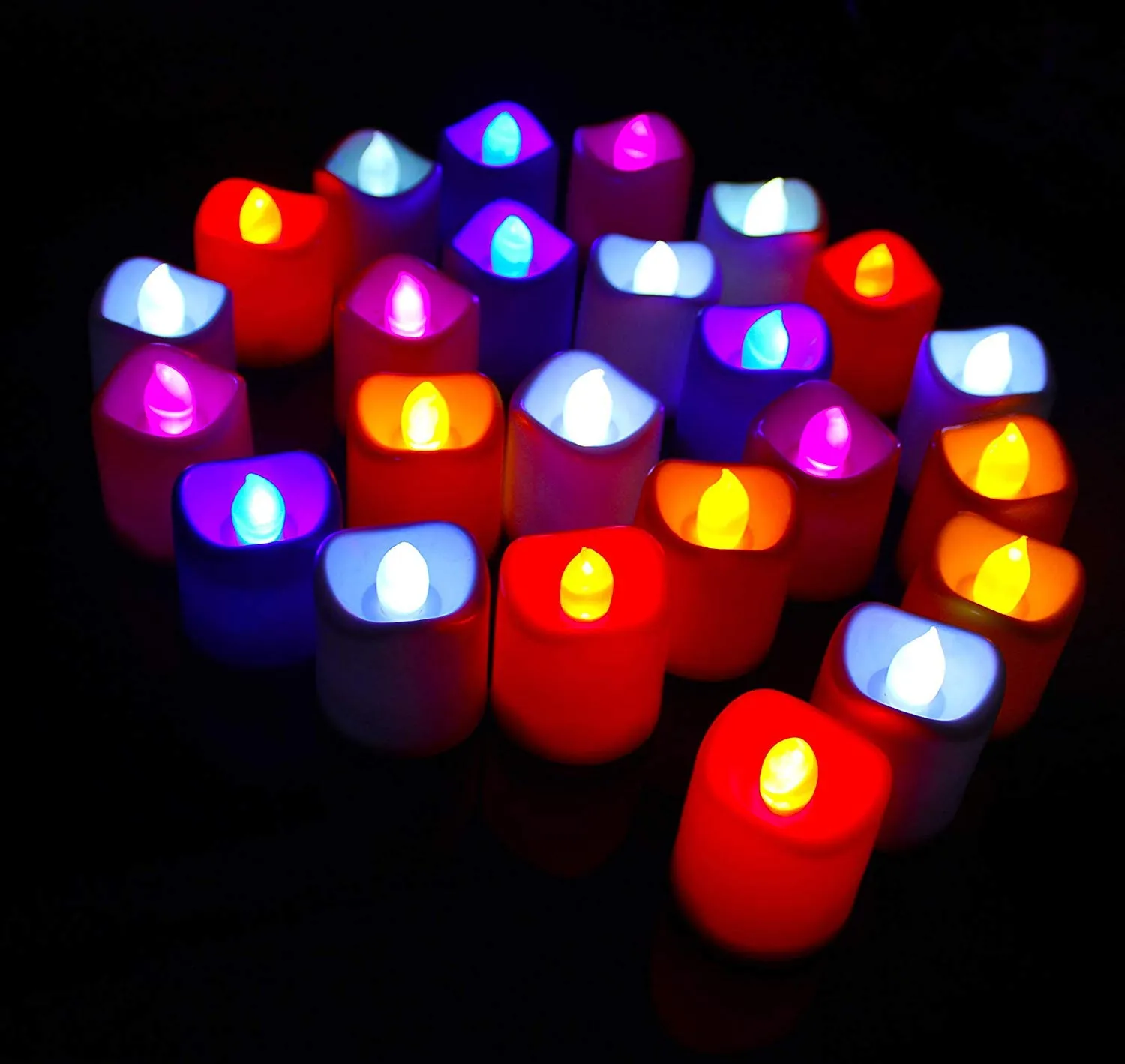 Beau STUTI Color Changing Led Battery Operated Tea Lights Plastic Candles(Multicolor), Pack of 24