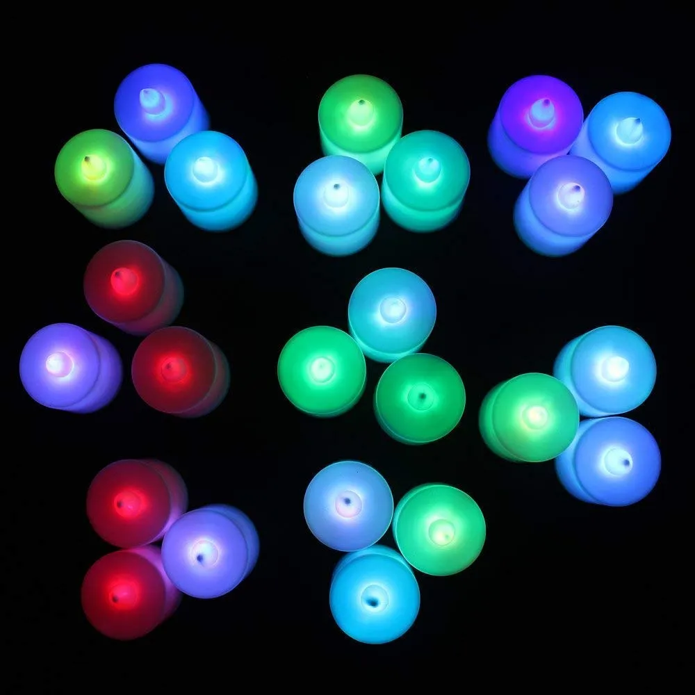 Beau STUTI Color Changing Led Battery Operated Tea Lights Plastic Candles(Multicolor), Pack of 24