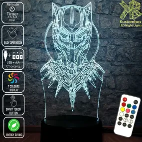 Black Panther Face Mask 3D LED Night Light Lamp Childrens Room