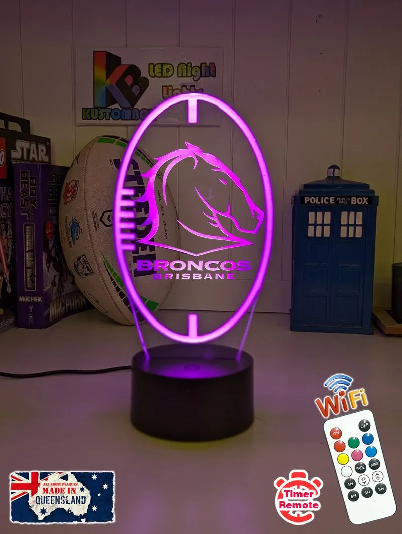 Brisbane Broncos Rugby League Club 3D LED Night Light Lamp