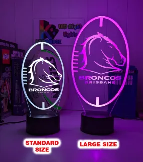 Brisbane Broncos Rugby League Club 3D LED Night Light Lamp