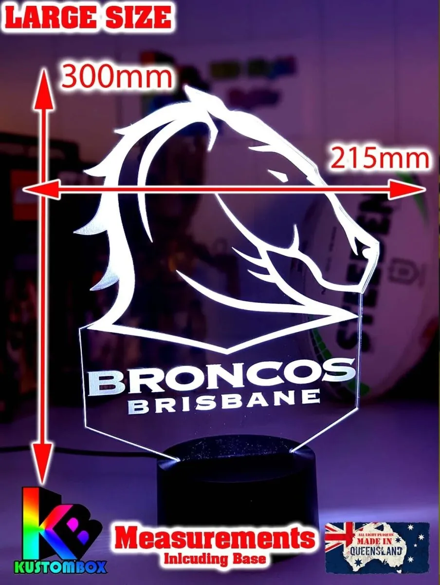 Brisbane Broncos Rugby League LED Night Light Lamp